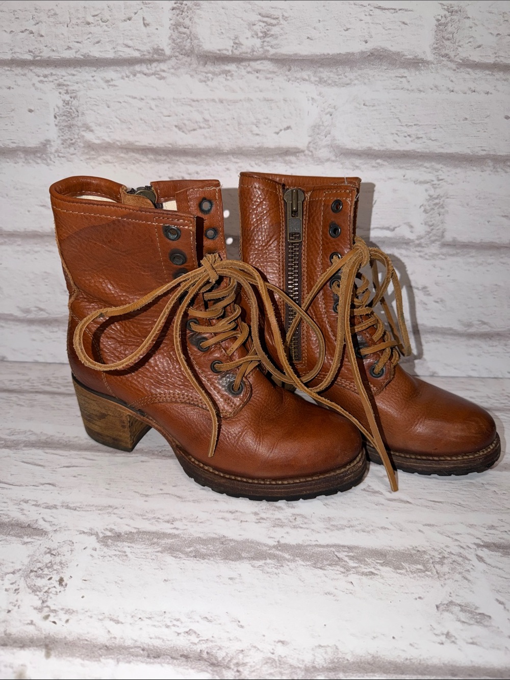 FREEBIRD by Steven "Cavalier" Leather Lace-Up Moto Combat Boots Women's Size 6
